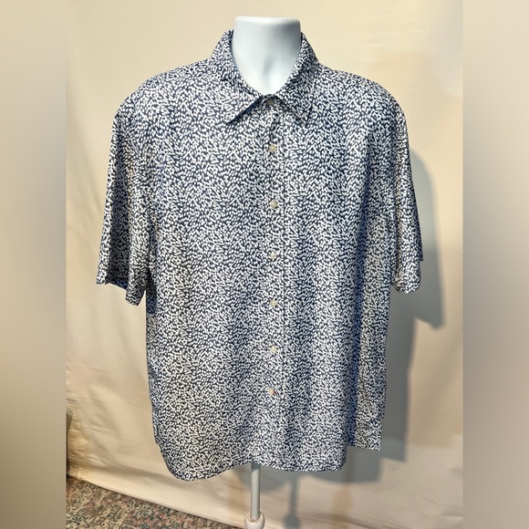 REUNION Men’s‎ cadet blue droplets design short sleeve shirt size L. - Picture 9 of 12